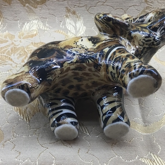 Vintage La Vie Safari Patchwork Ceramic Elephant / Trunk Up Figurine - Picture 5 of 9